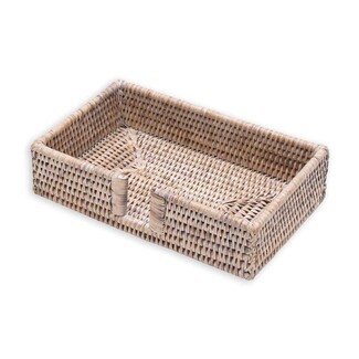 Guest Towel Holder Bleached Rattan U-Shaped Cutout Basket