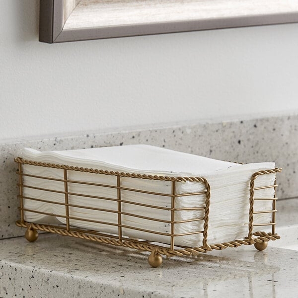 Guest Towel Holder Bronze Twisted Wire Trim Decorative Basket