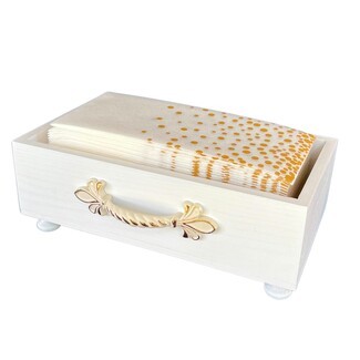 Guest Towel Holder Twisted Gold Handle Whitewashed Wood