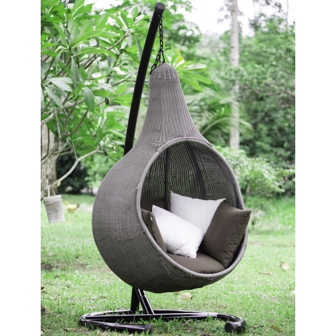 Hanging Chair with Teardrop Outdoor Seat and Slate Grey