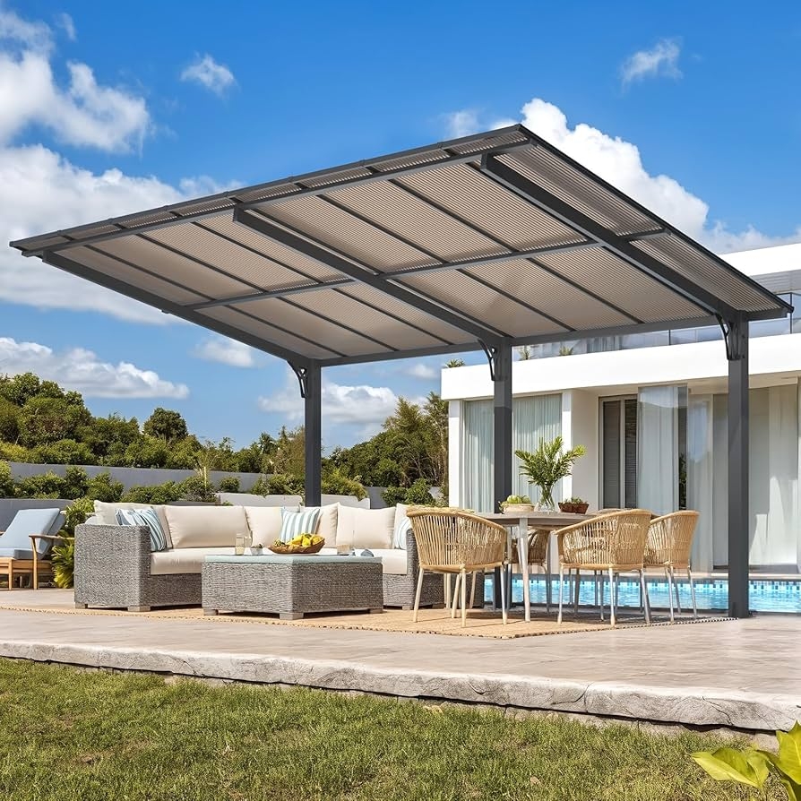 Hardtop Gazebo Cantilevered Design and Charcoal Shelter