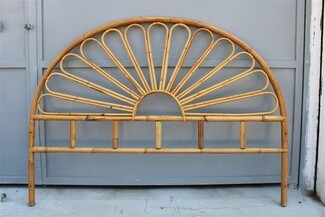 Headboard Arched Top Italian 1950s Vintage Bamboo Sunburst Headboard