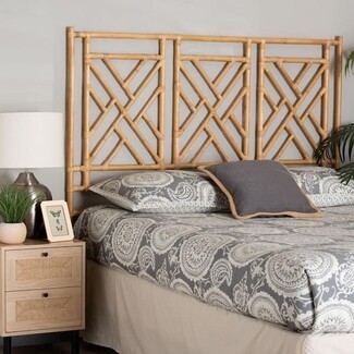 Headboard Geometric Fretwork Triple Panel Coastal Chic Headboard