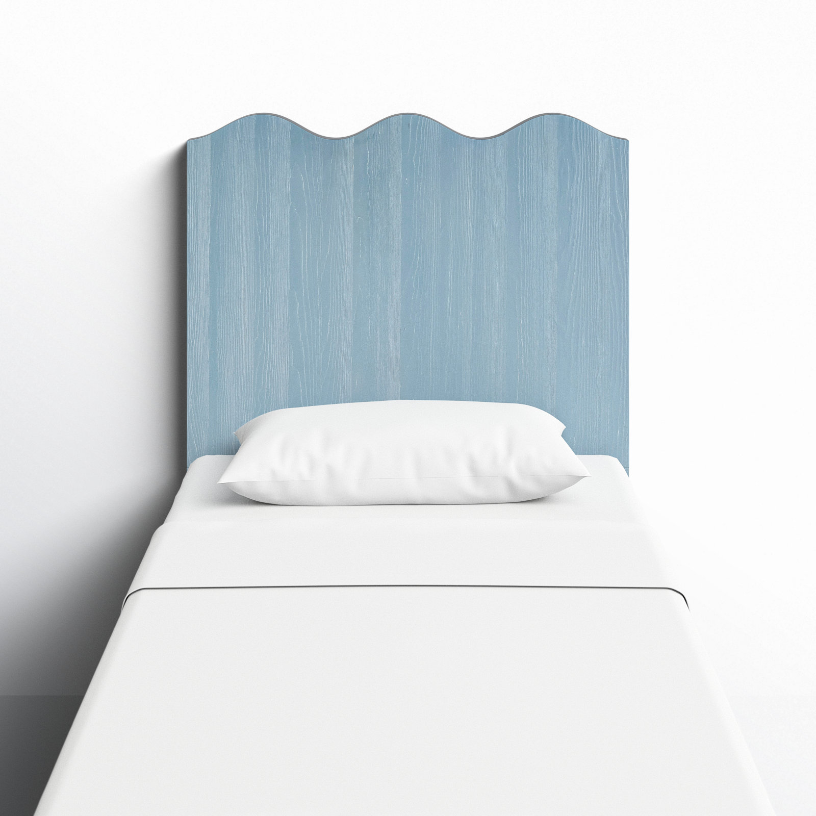 Headboard in Light Blue Wood Grain Texture Wavy Design