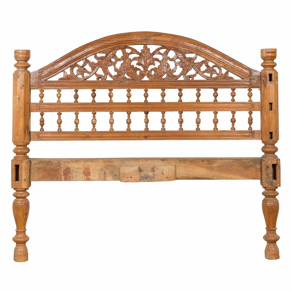 Headboard Scrolling Foliage Turned Balusters Arched