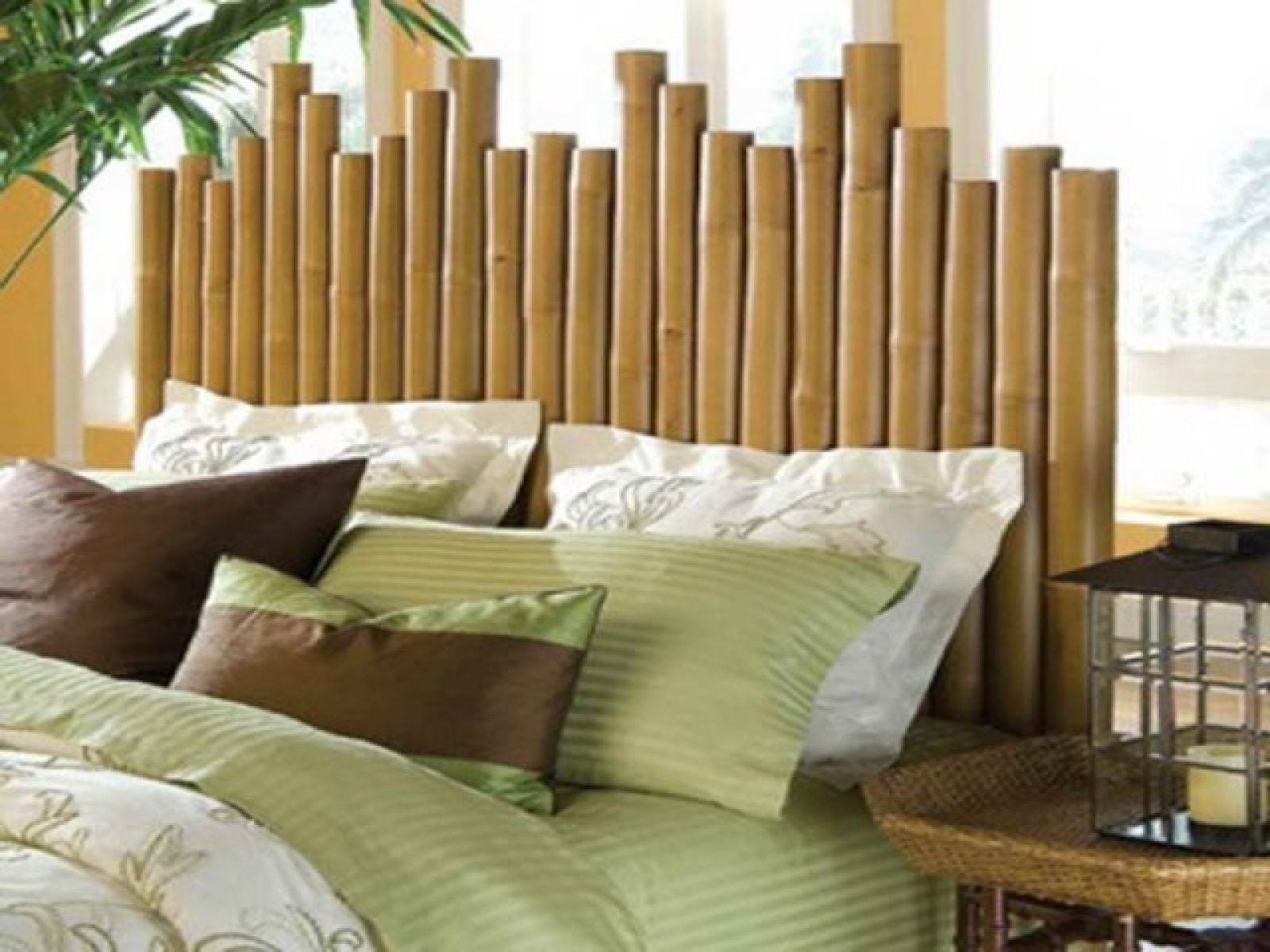 Headboard Staggered Poles Organic Silhouette Staggered Bamboo Headboard