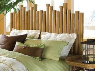 Headboard Staggered Poles Organic Silhouette Staggered Bamboo Headboard