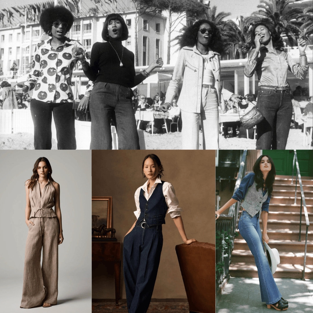 High Waisted Apparel with Tailored Waistcoat: 70s Revival