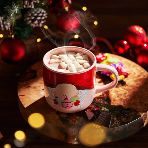 Holiday Mug: Gnome Graphic Earthy Burl Wood Base Cozy Christmas Styling