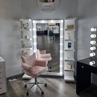 Hollywood Mirror Full Length Flanking Storage Towers