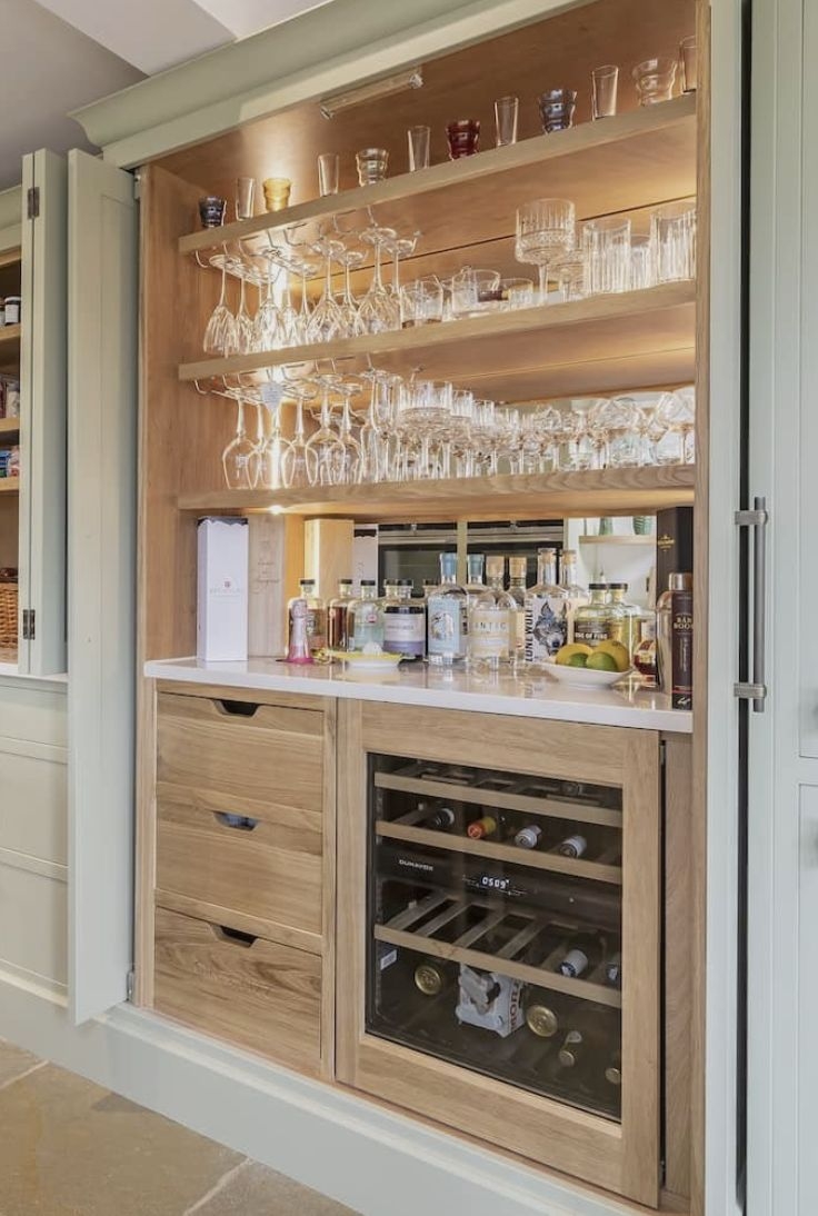 Home Bar Cabinet with Pocket Doors and Hidden Bar Pocket Doors