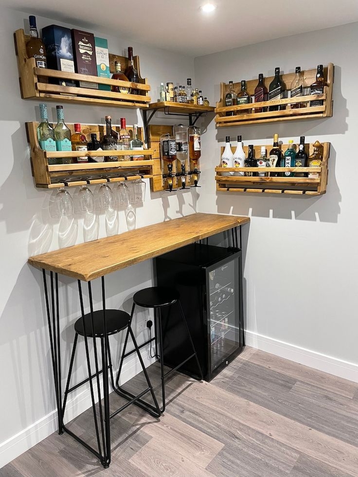 Home Bar Set: Spirit Optics and Industrial Hairpin Legs
