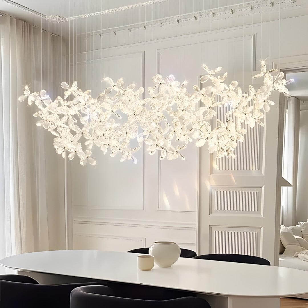 Horizontal Chandelier Elongated Span Linear Crystal Light