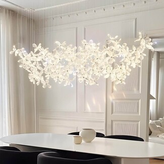 Horizontal Chandelier Elongated Span Linear Crystal Light