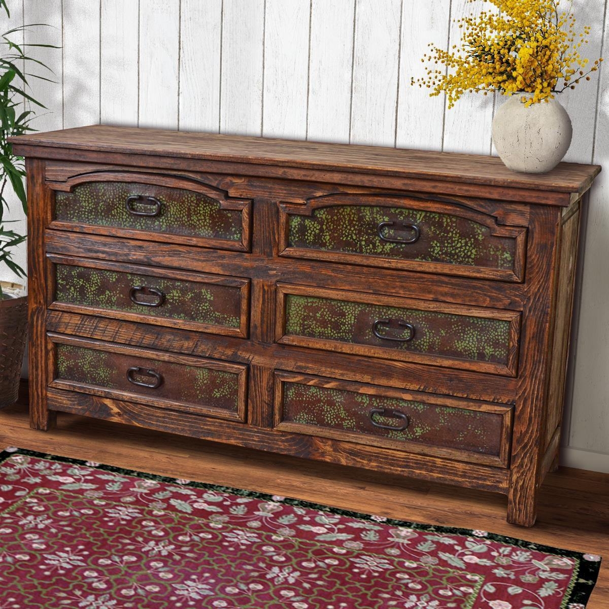 Horizontal Dresser Rustic Copper Patina Dresser Verdigris Panels