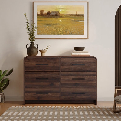 Horizontal Dresser with Walnut Finish and Slim Bar Pulls