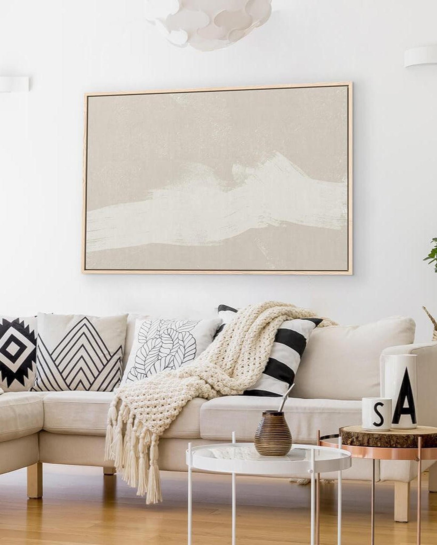Horizontal Wall Art: Abstract Brushstrokes Framed Landscape