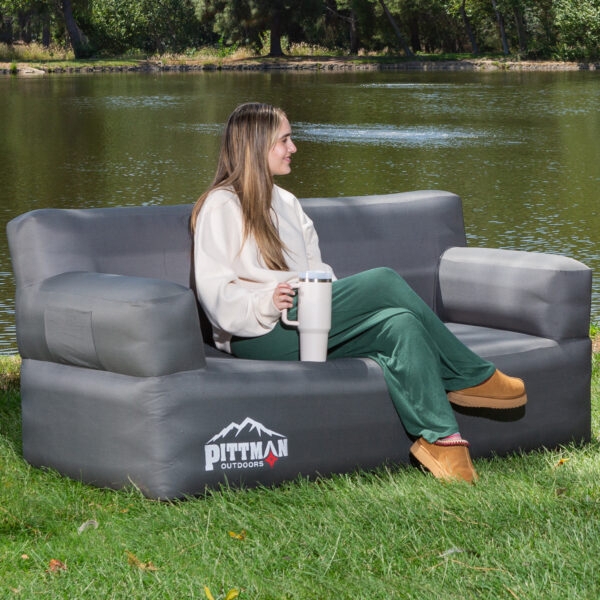 Inflatable Couch Portable Charcoal Gray Lounge Sofa