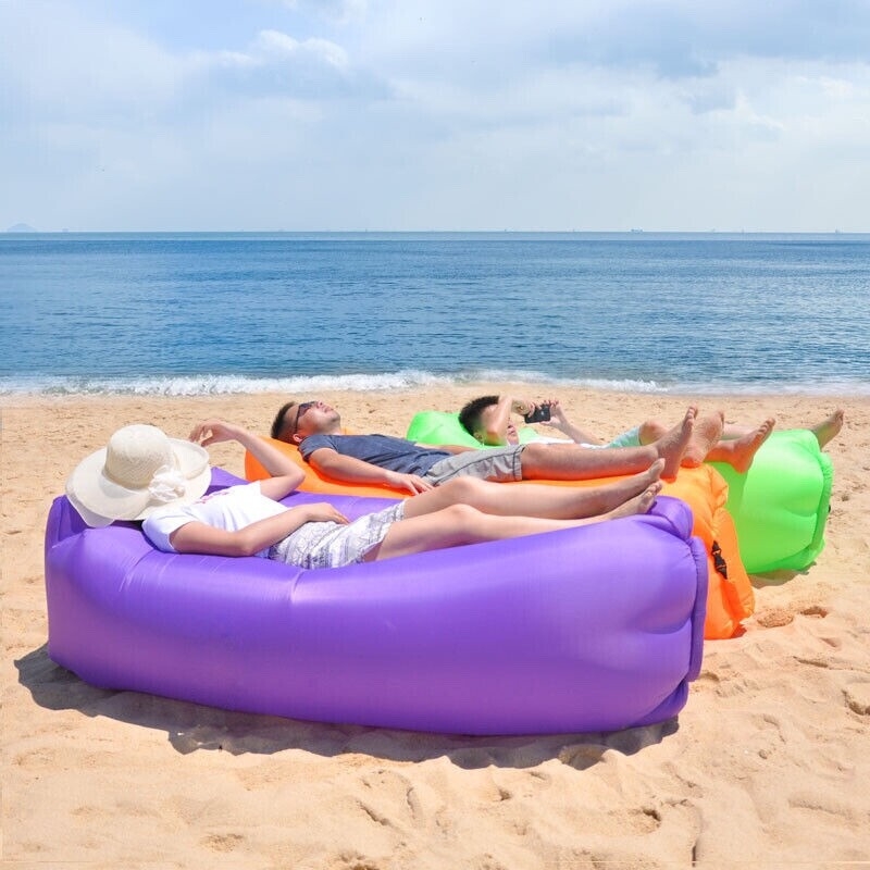 Inflatable Lounger with Neon Color Blocking and Side Buckle