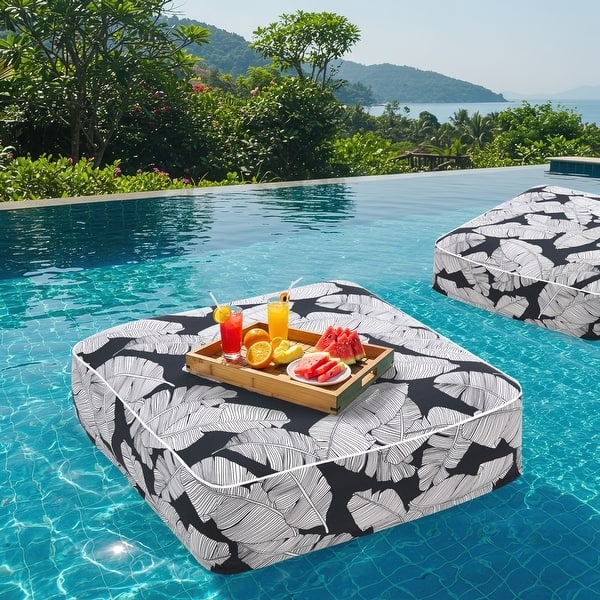 Inflatable Pouf Floating Pool Design with Leaf Pattern