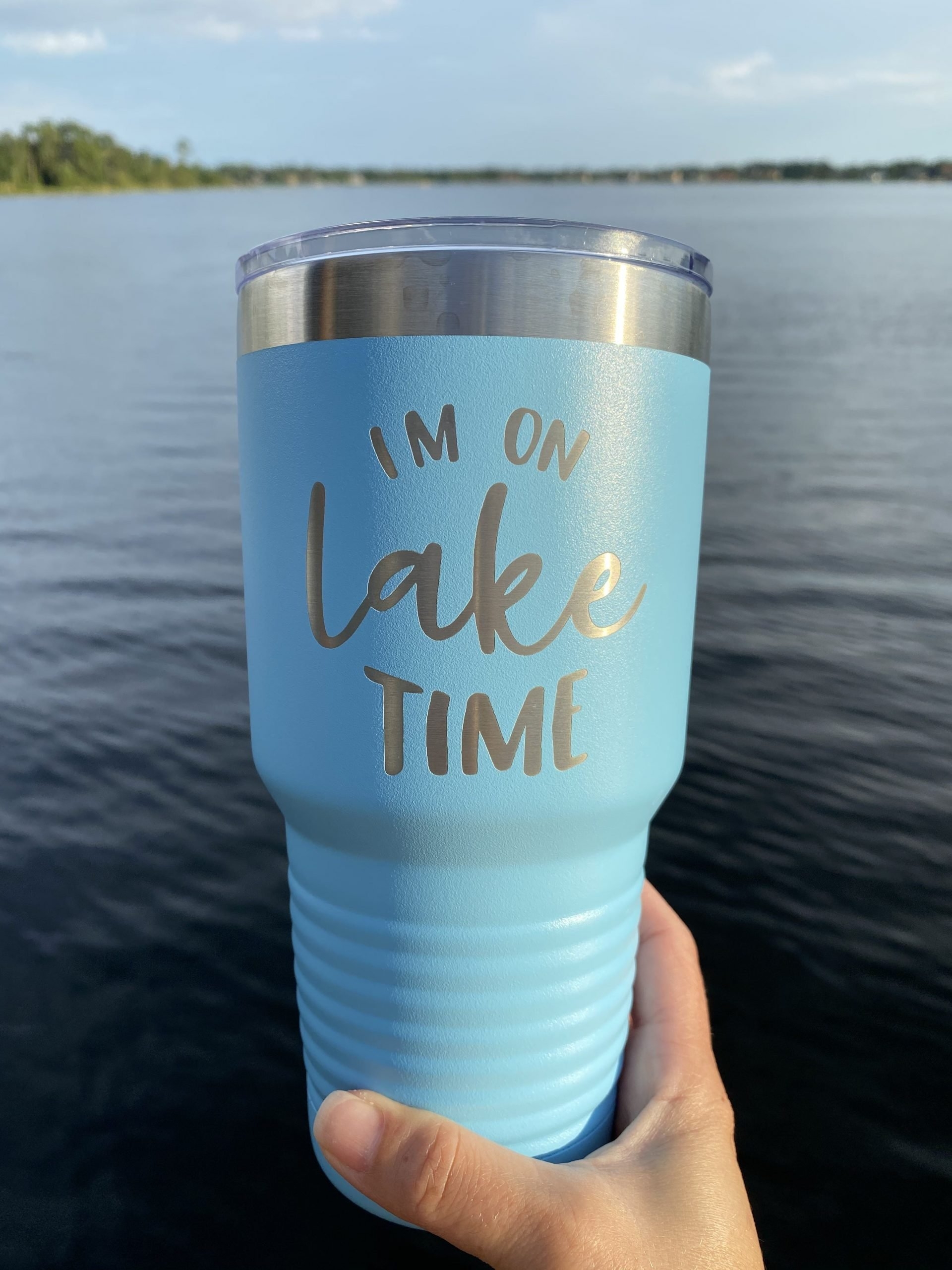 Insulated Tumbler Ribbed Grip Sky Blue Lake Tumbler