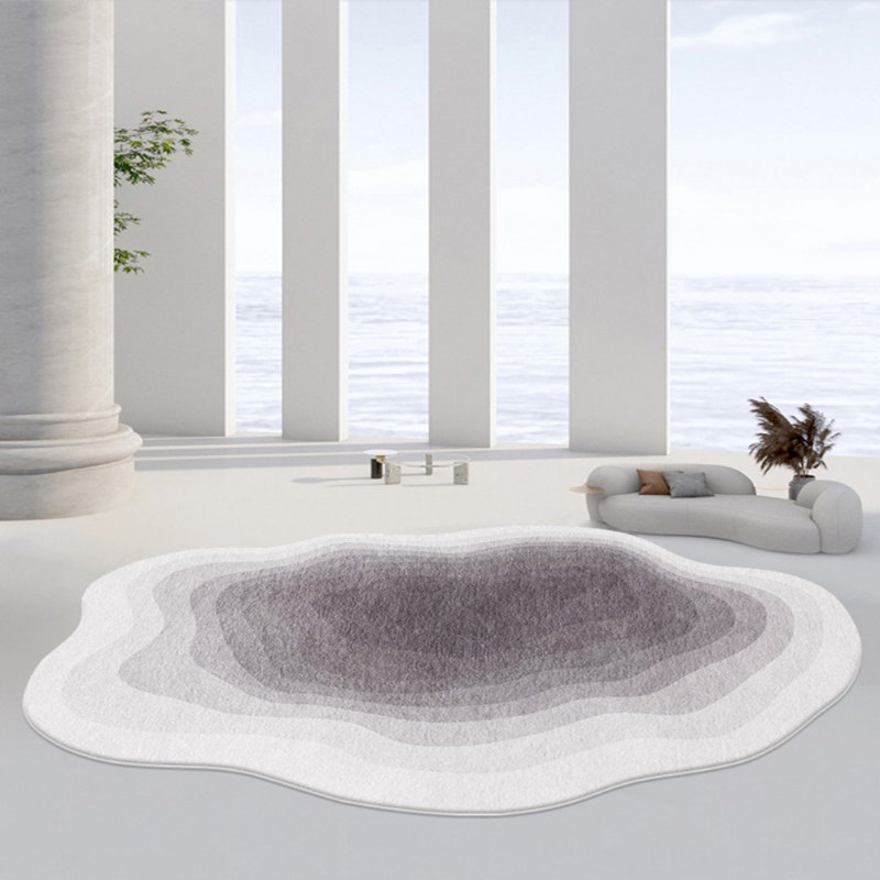 Irregular Rug Ombre Grey Topographical Ripple Fluid Pattern