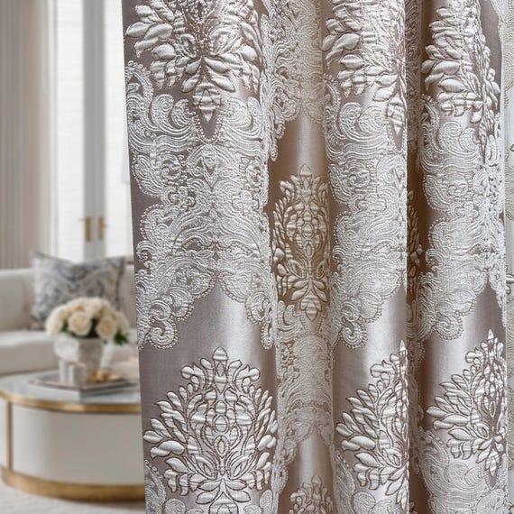 Jacquard Curtains: Shimmering Damask Pattern Woven Drapery