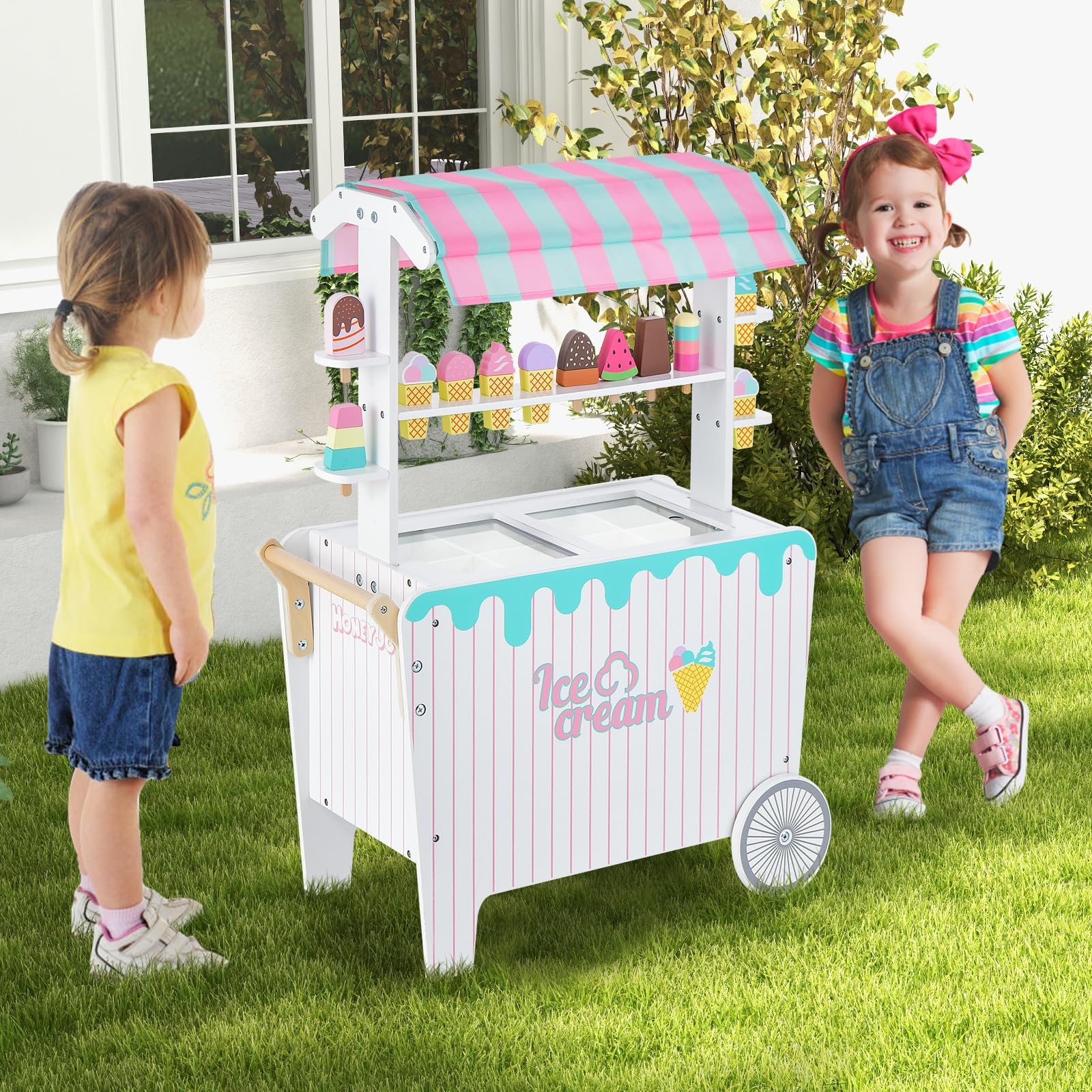 Kids Ice Cream Cart: Teal Dripping Graphic Display Rack