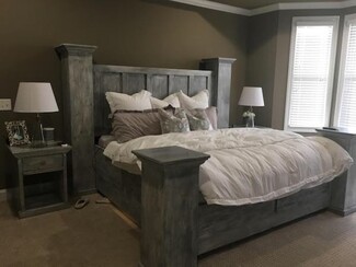 King Bed Frame Oversized Posts Weathered Finish