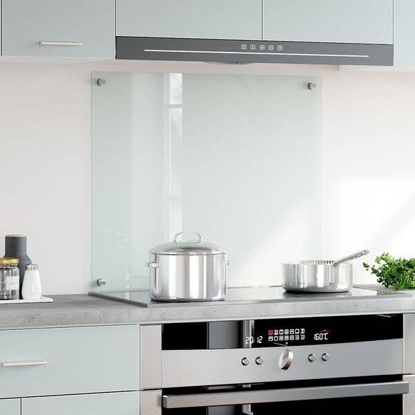 Kitchen Backsplash Transparent Glass with Corner Fixing Bolts Guard