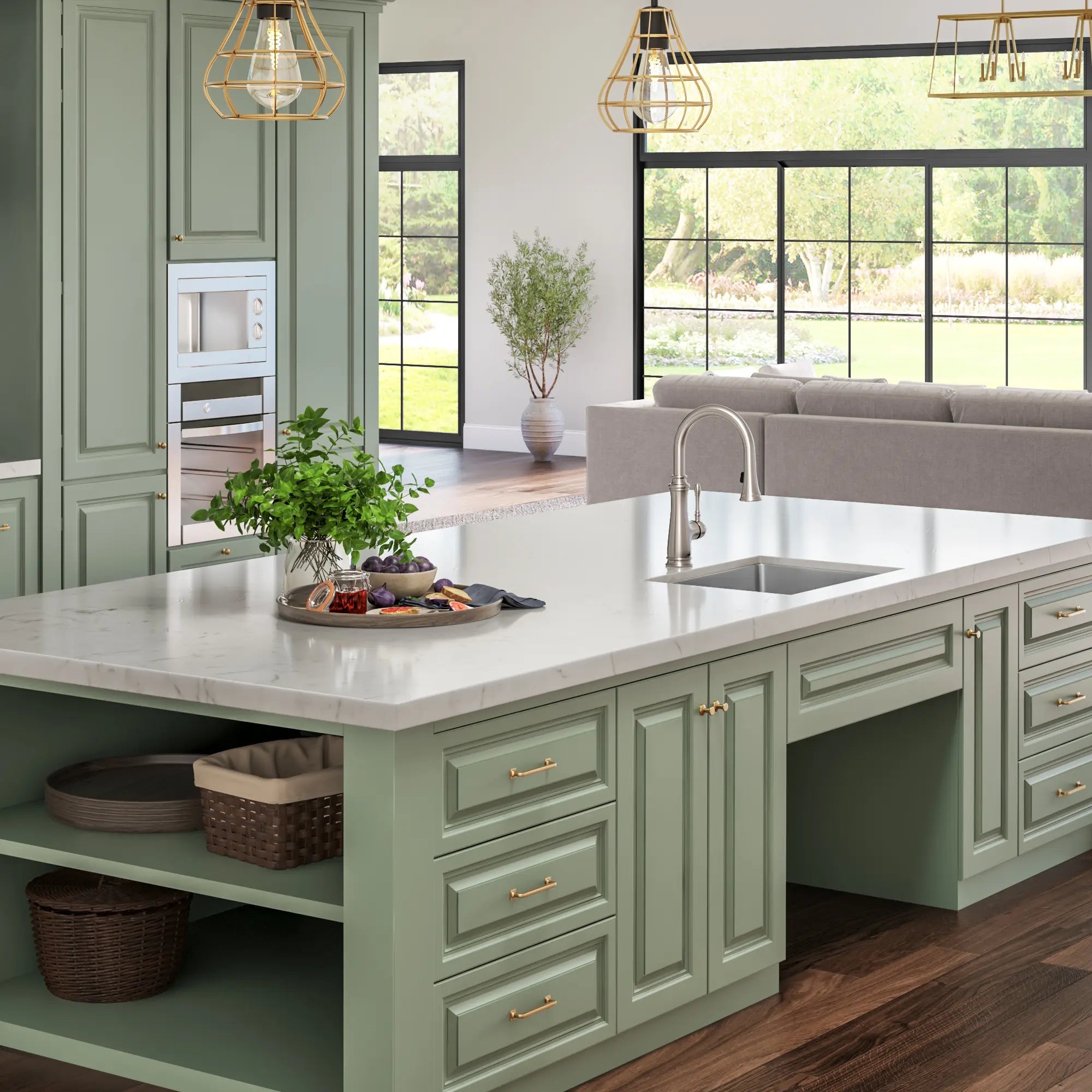 Kitchen Island Sage Green ADA Accessible Design