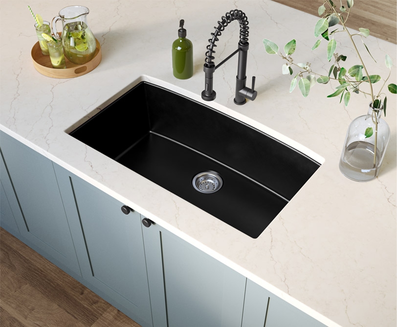 Kitchen Sink Industrial Coil Faucet Matte Black Style
