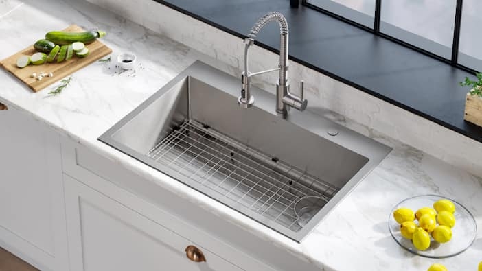 Kitchen Sink Spring Faucet Single Bowl Drop In Style