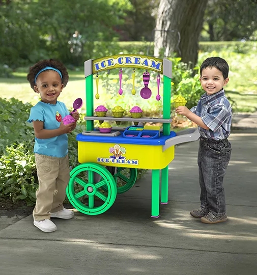 Large Spoked Wheels Toy Ice Cream Cart Backyard Activity Set