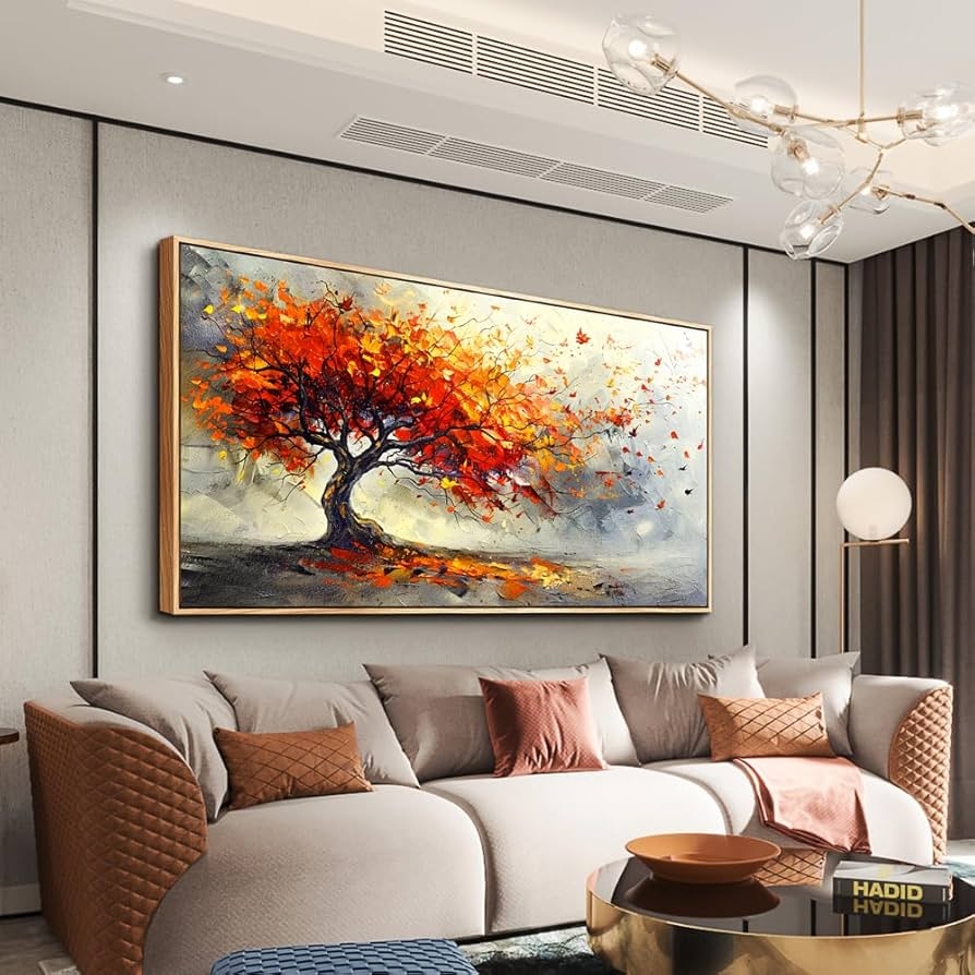 Large Wall Art Panoramic Landscape for a Large Textured Tree Painting