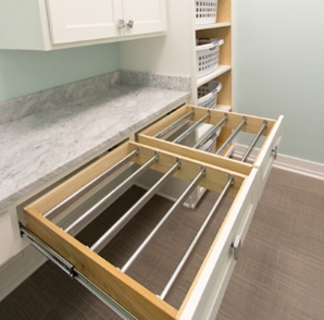 Laundry Drying Rack with Pull-Out Drawers and Metal Rods