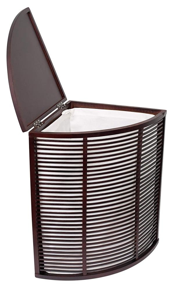 Laundry Hamper: Espresso Slatted espresso wood clothes organizer