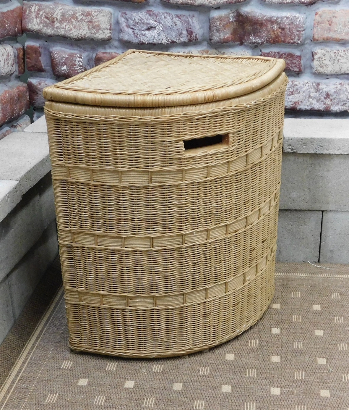 Laundry Hamper: Wedge Shape Rattan Cane natural wicker bin