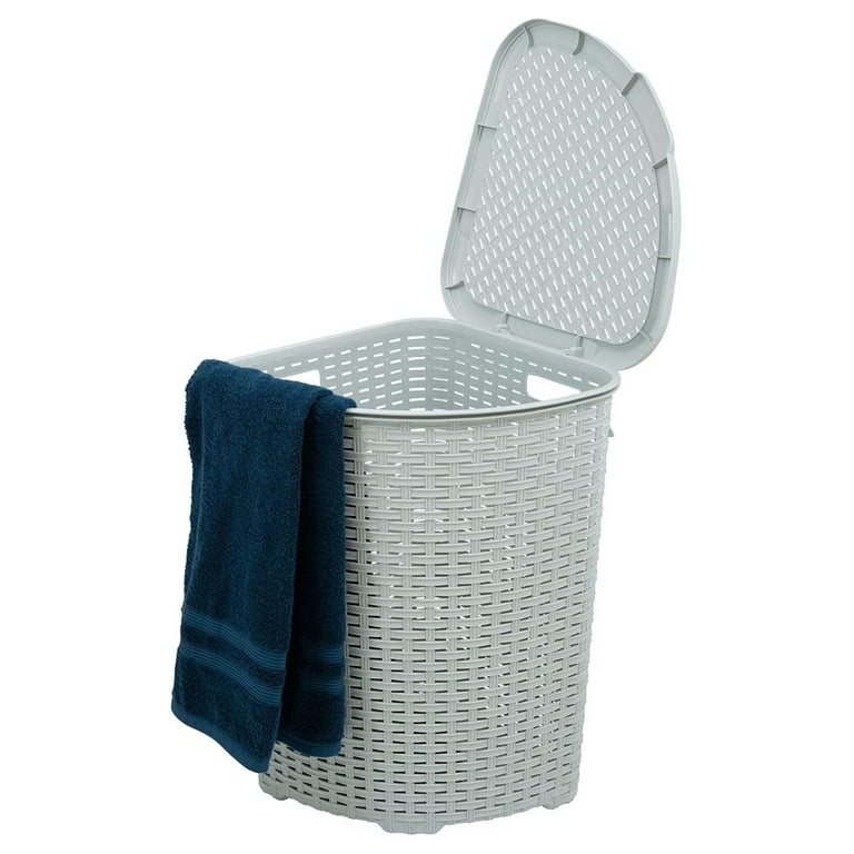 Laundry Hamper: White Smoke Plastic gray wicker clothes basket