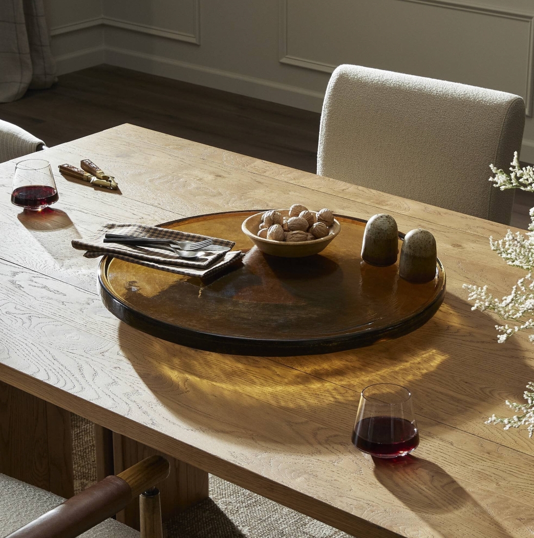 Lazy Susan: Amber Glass Finish Low Profile Design
