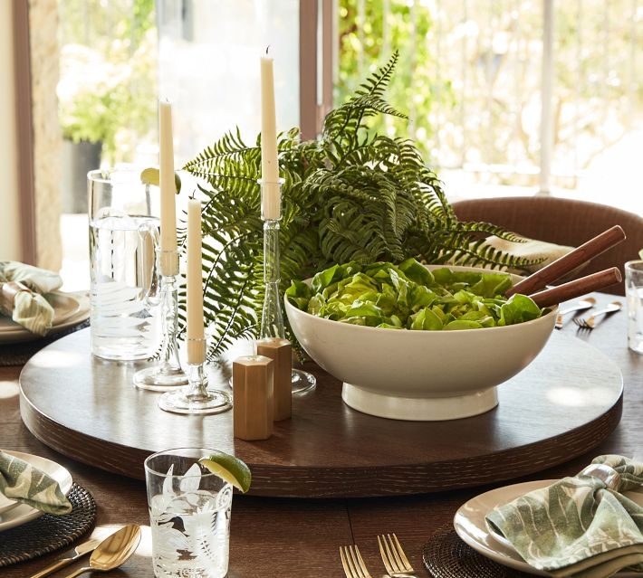 Lazy Susan: Dark Wood Grain Farmhouse Dining Turntable