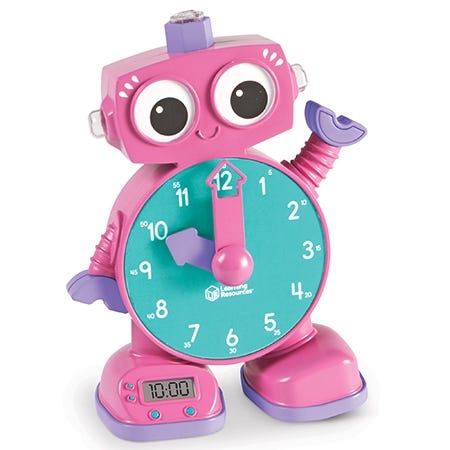 Learning Clock Robot Silhouette Dual Display Teaching Clock