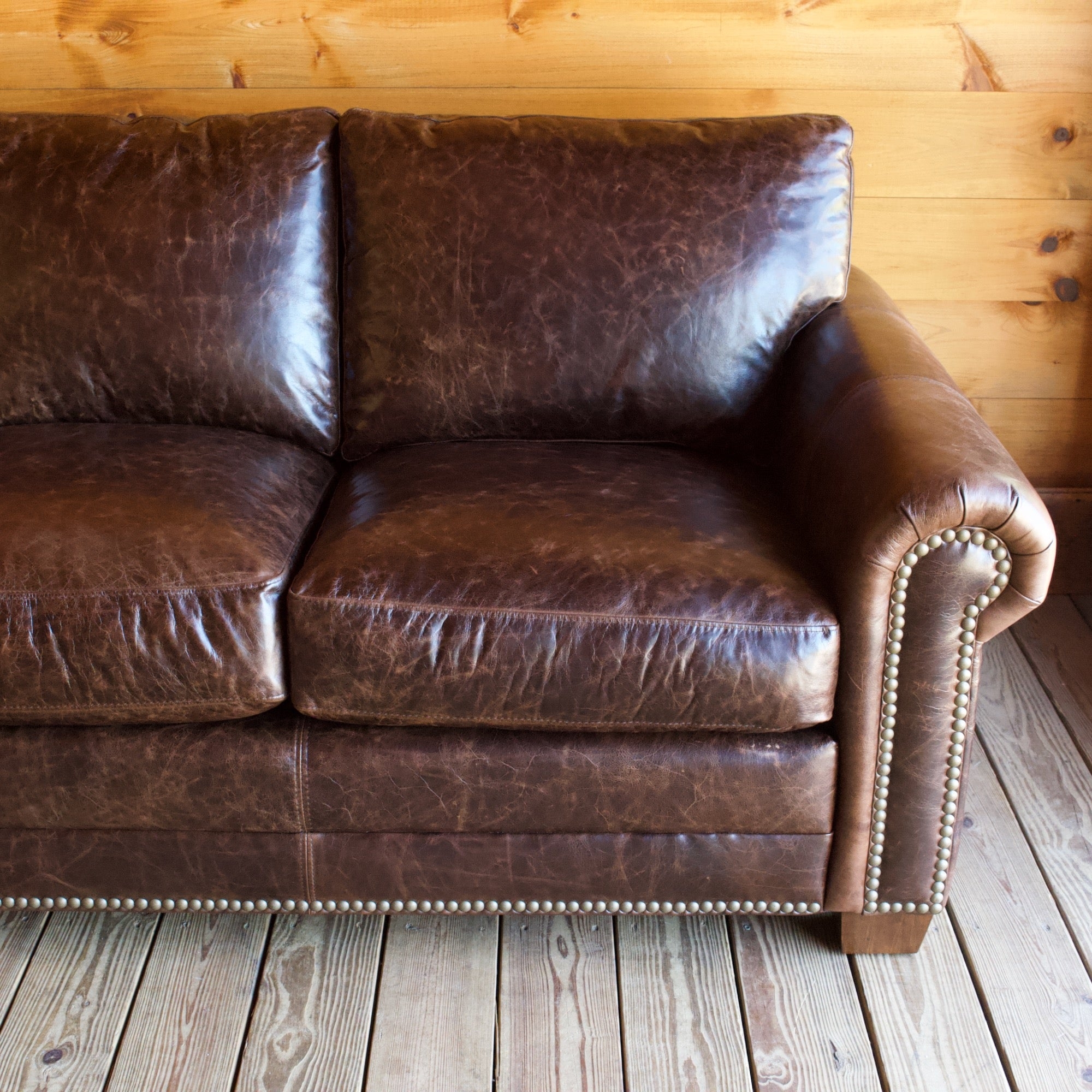 Leather Sofa in Chocolate for Cabin Style Interior Seating