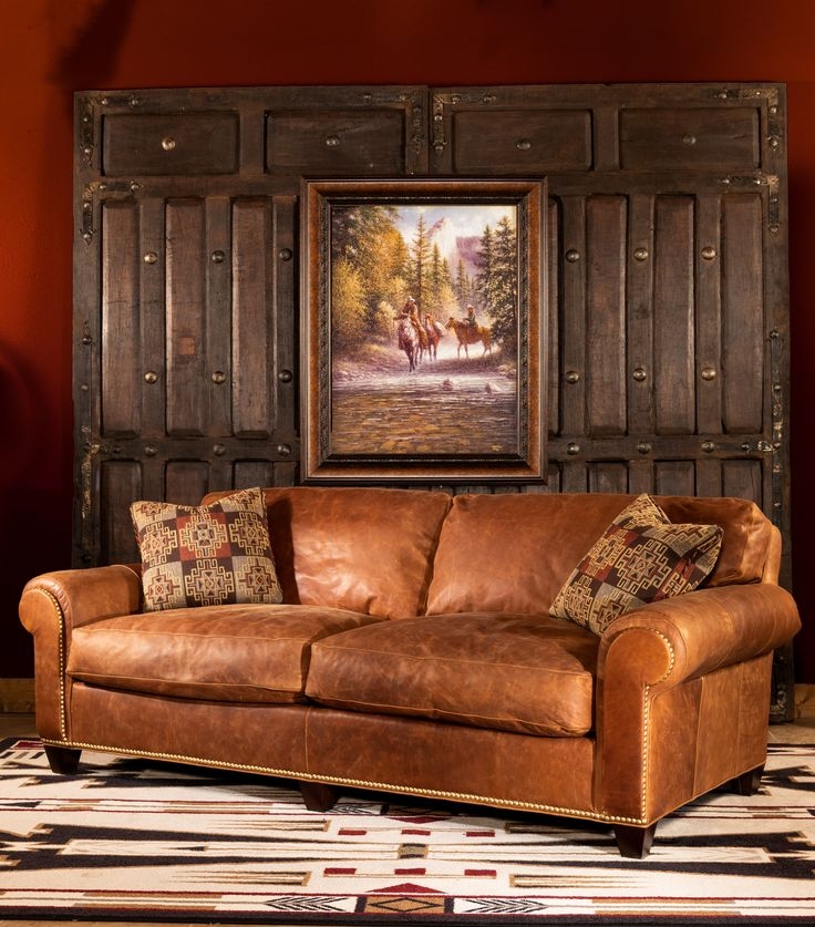 Leather Sofa with Southwestern Lodge Style Furniture