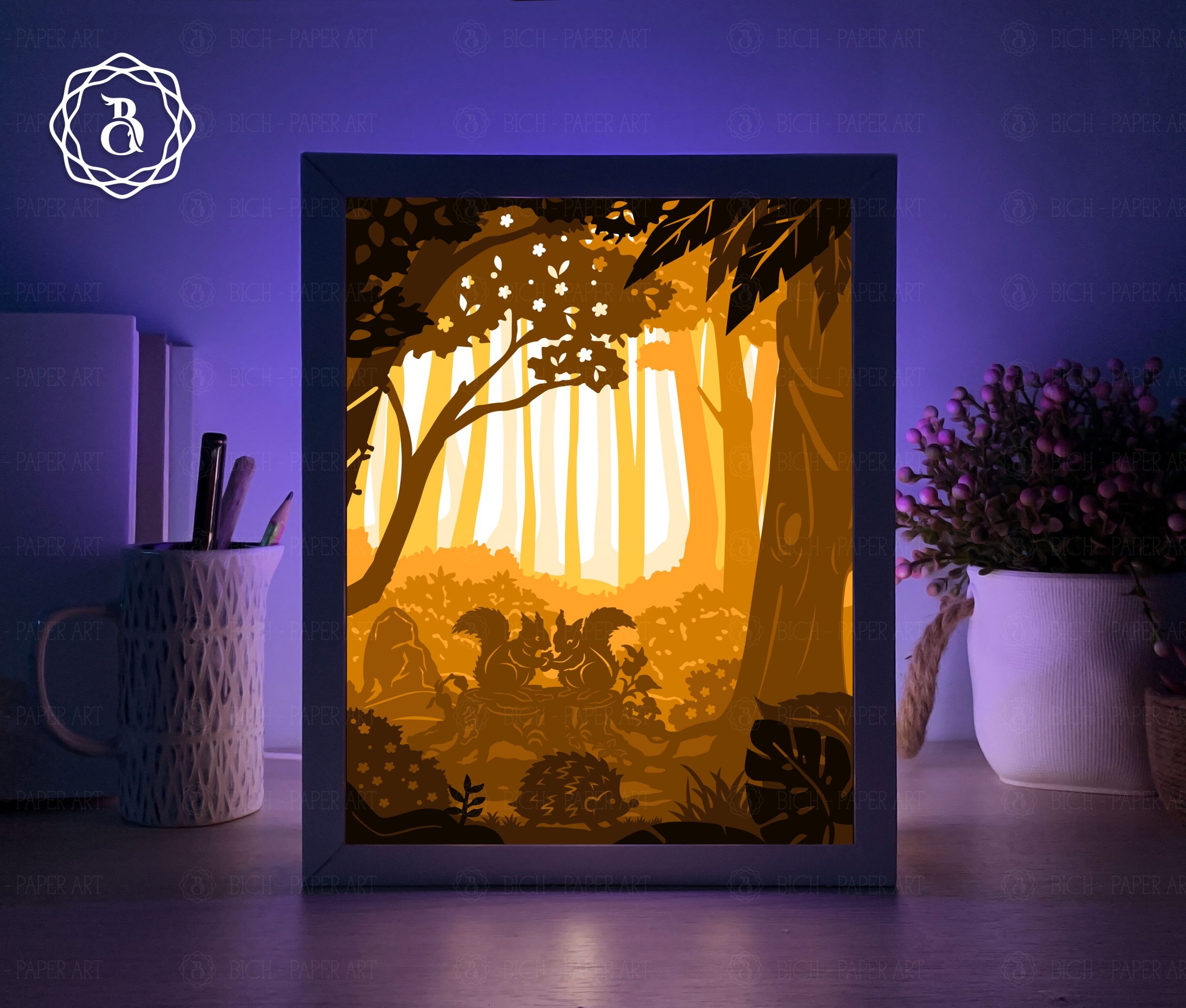 Light Box Shadowbox with Backlit Glow and Paper Cut Scenes