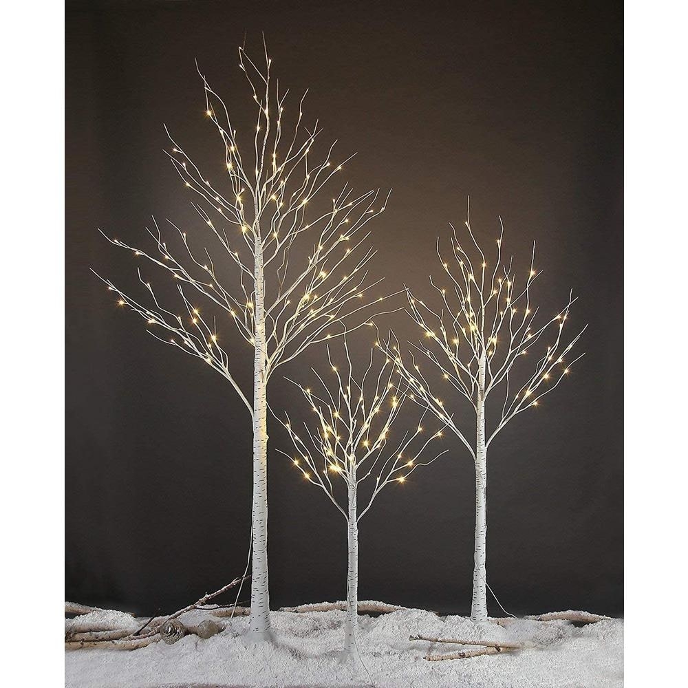 Lighted Birch Tree Slender Silhouette Scandinavian Display