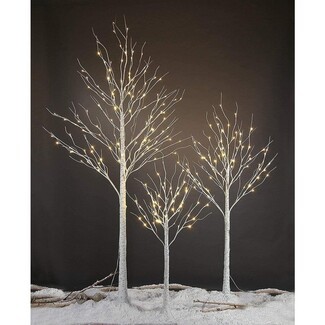 Lighted Birch Tree Slender Silhouette Scandinavian Display