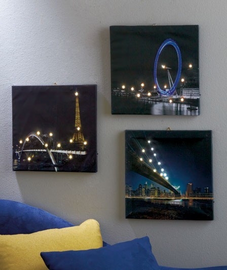 Lighted Canvas Art with Night View LED Cityscape Prints