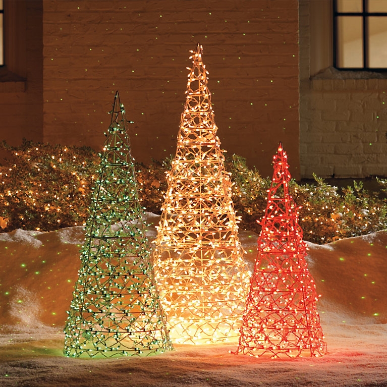 Lighted Cone Trees Multi Color Glow Graduated Wire Cone Set