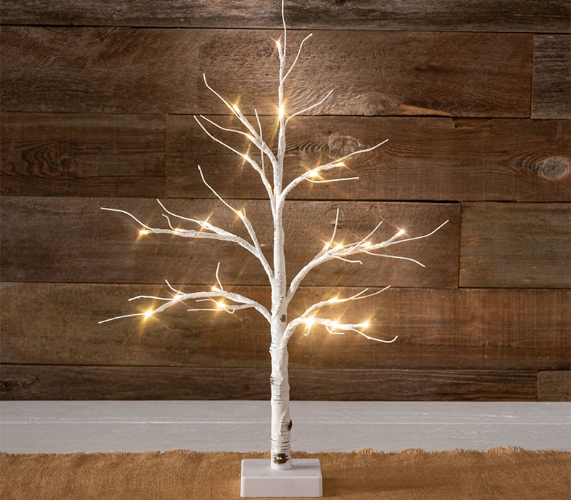 Lighted Tabletop Tree Scale Warm White Birch Centerpiece